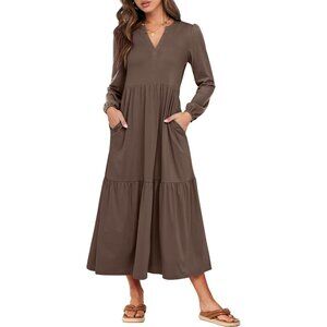 Versatile Women's Long Sleeve Tiered Maxi Dress - Modest & Stylish | Large